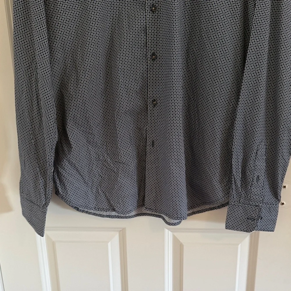 Cactus Man Ricky Singh Men's Patterned Navy Button-Down Shirt Size L - Picture 4 of 6